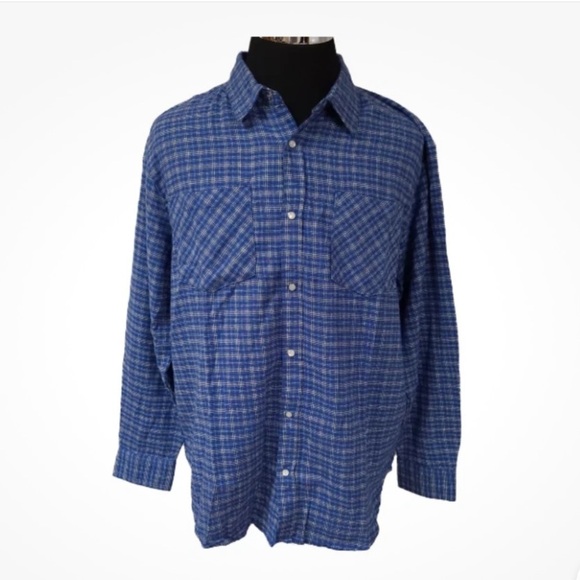 Haband Men's Blue Plaid Flannel Shirt Casual Joe Size XXL - Picture 1 of 5
